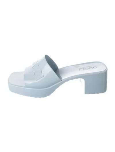 Pre-owned Gucci Rubber Slides In Blue
