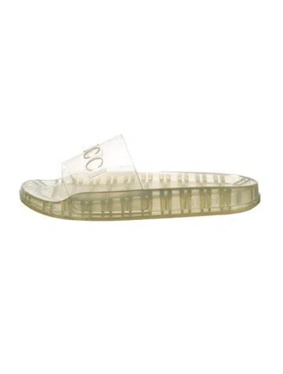 Pre-owned Gucci Rubber Slides In Clear
