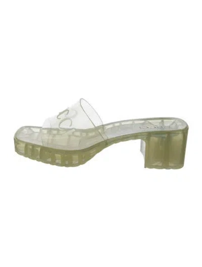Pre-owned Gucci Rubber Slides In Clear