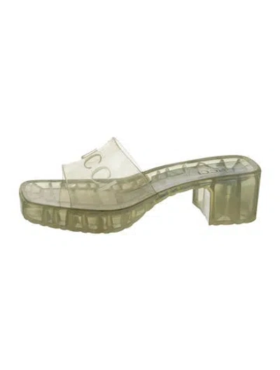 Pre-owned Gucci Rubber Slides In Clear