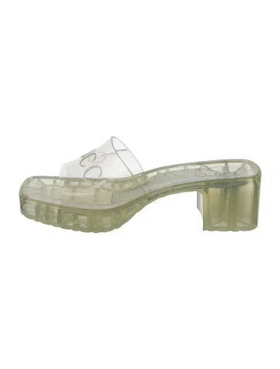 Pre-owned Gucci Rubber Slides In Clear/green