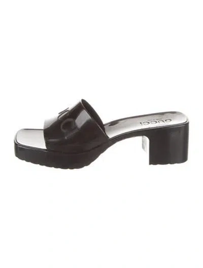 Pre-owned Gucci Rubber Slides In Gray