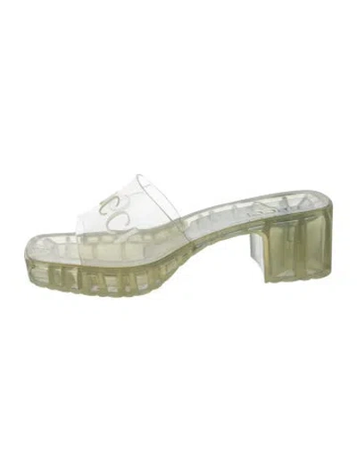 Pre-owned Gucci Rubber Slides In Green