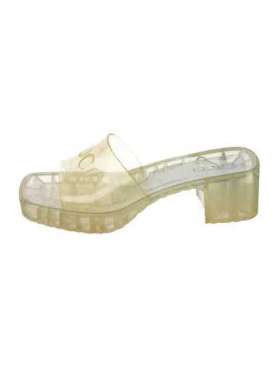 Pre-owned Gucci Rubber Slides In Green