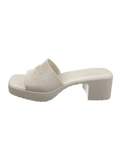 Pre-owned Gucci Rubber Slides In Neutrals