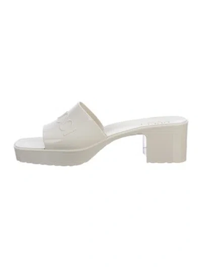 Pre-owned Gucci Rubber Slides In Neutrals