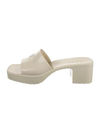 Pre-owned Gucci Rubber Slides In Neutrals