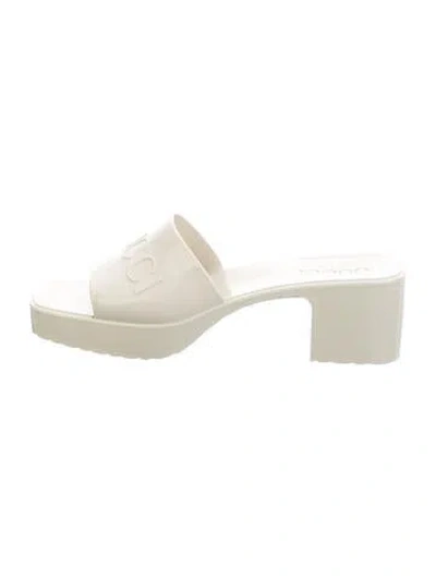 Pre-owned Gucci Rubber Slides In Neutrals