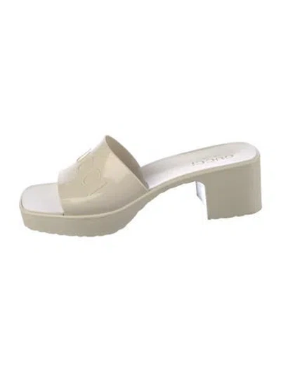 Pre-owned Gucci Rubber Slides In Neutrals