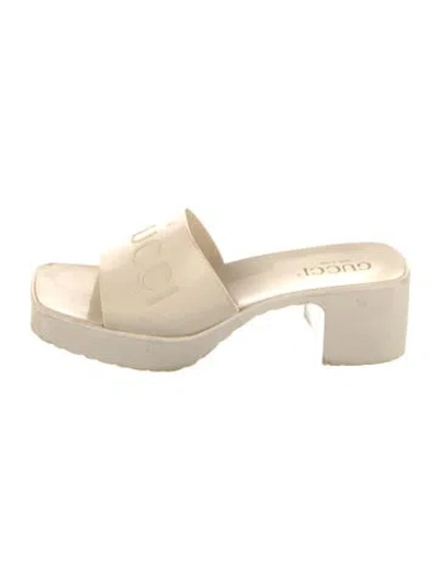 Pre-owned Gucci Rubber Slides In Neutrals