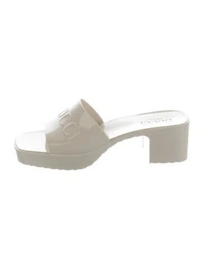 Pre-owned Gucci Rubber Slides In Neutrals