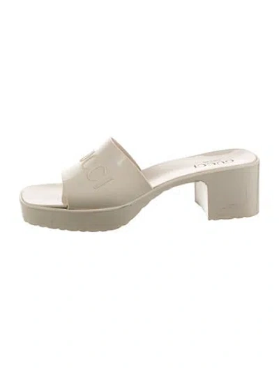 Pre-owned Gucci Rubber Slides In Neutrals