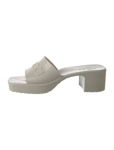 Pre-owned Gucci Rubber Slides In Neutrals