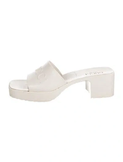 Pre-owned Gucci Rubber Slides In Neutrals