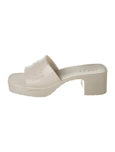 Pre-owned Gucci Rubber Slides In Neutrals