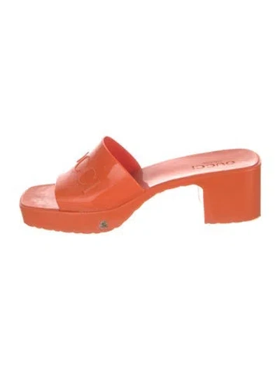 Pre-owned Gucci Rubber Slides In Orange