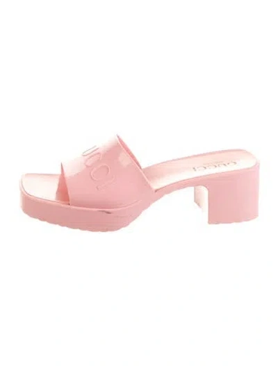 Pre-owned Gucci Rubber Slides In Pink
