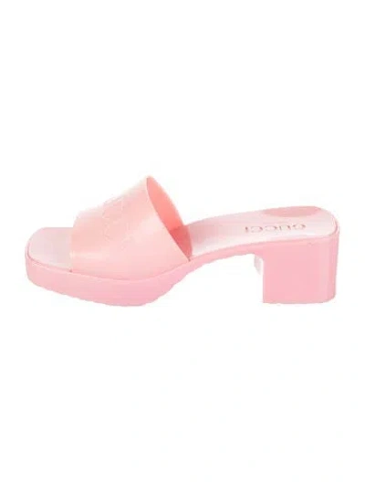 Pre-owned Gucci Rubber Slides In Pink