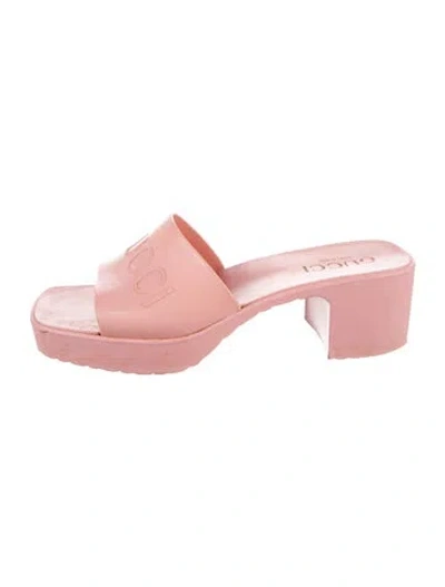 Pre-owned Gucci Rubber Slides In Pink