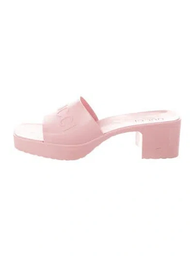 Pre-owned Gucci Rubber Slides In Pink