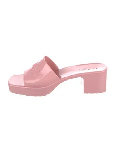 Pre-owned Gucci Rubber Slides In Pink