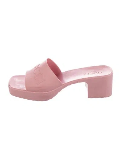 Pre-owned Gucci Rubber Slides In Pink