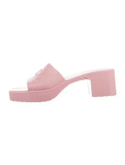 Pre-owned Gucci Rubber Slides In Pink