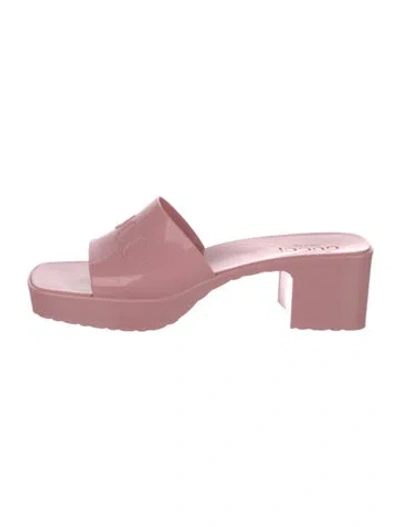 Pre-owned Gucci Rubber Slides In Pink