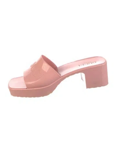 Pre-owned Gucci Rubber Slides In Pink