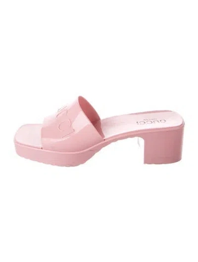 Pre-owned Gucci Rubber Slides In Pink