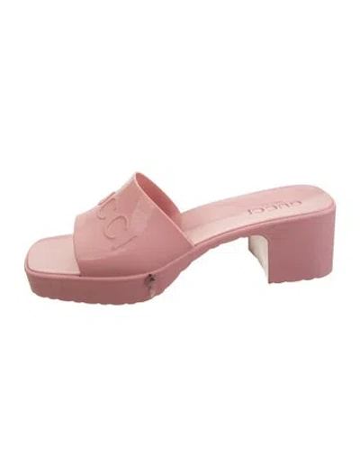 Pre-owned Gucci Rubber Slides In Pink