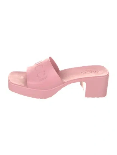 Pre-owned Gucci Rubber Slides In Pink