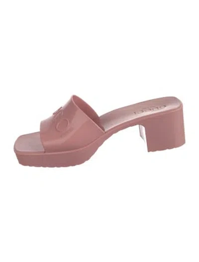 Pre-owned Gucci Rubber Slides In Pink
