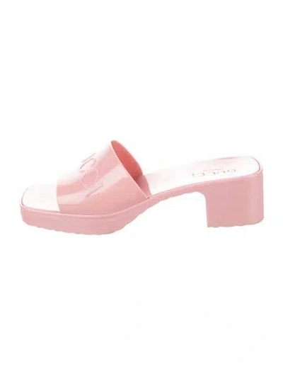 Pre-owned Gucci Rubber Slides In Pink