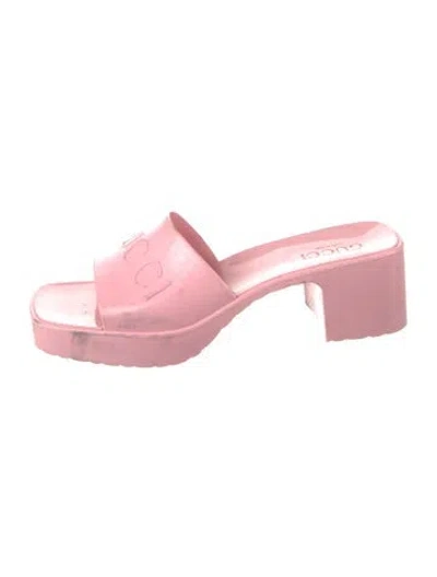 Pre-owned Gucci Rubber Slides In Pink