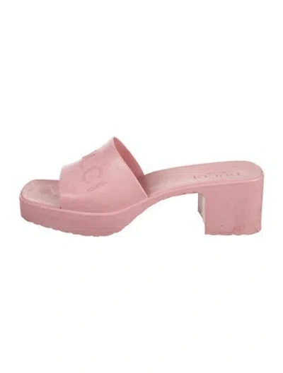 Pre-owned Gucci Rubber Slides In Pink
