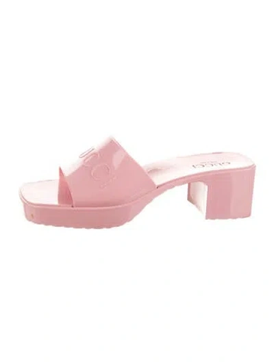Pre-owned Gucci Rubber Slides In Pink