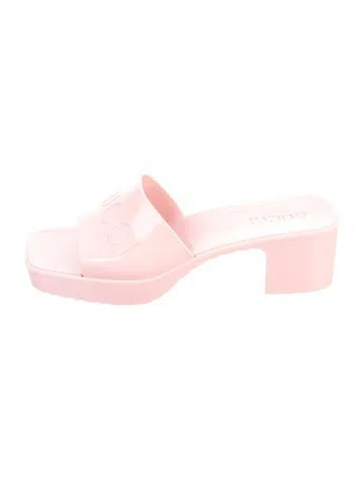 Pre-owned Gucci Rubber Slides In Pink