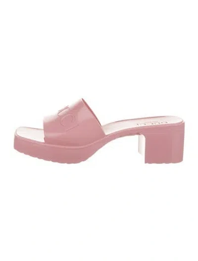 Pre-owned Gucci Rubber Slides In Pink