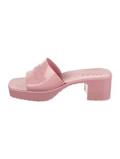 Pre-owned Gucci Rubber Slides In Pink