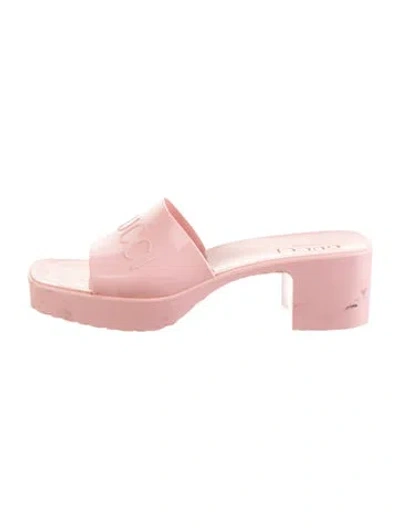 Pre-owned Gucci Rubber Slides In Pink