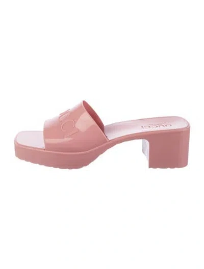 Pre-owned Gucci Rubber Slides In Pink