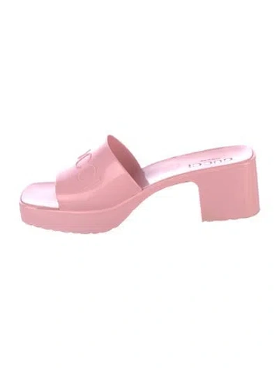 Pre-owned Gucci Rubber Slides In Pink