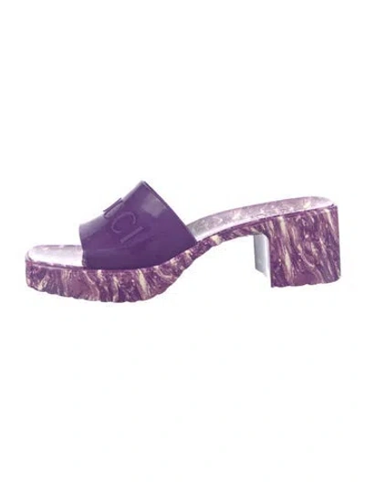 Pre-owned Gucci Rubber Slides In Purple