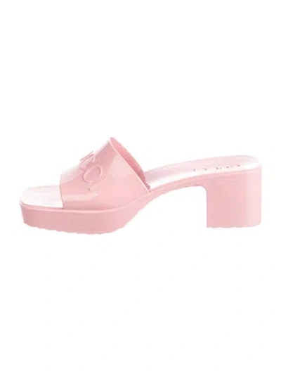 Pre-owned Gucci Rubber Slides W/ Tags In Pink