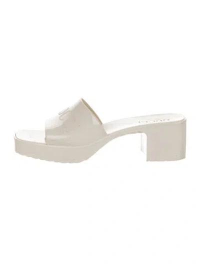 Pre-owned Gucci Rubber Slides In White
