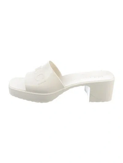 Pre-owned Gucci Rubber Slides In White