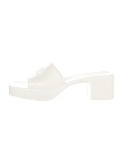 Pre-owned Gucci Rubber Slides In White