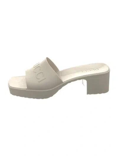 Pre-owned Gucci Rubber Slides In White