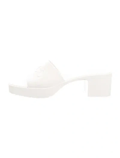 Pre-owned Gucci Rubber Slides In White